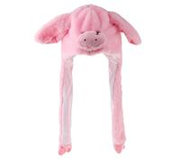 KBOLAE Funny Plush Piggy Hat Pig Ears Movable Popping Up Pressing The Paws Pink