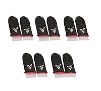 KBOLAE Mobile Game Fingertip Sleeves Breathable Elastic Gaming Covers Silvery Fiber Sensitive 24Pin Knitting Portable Gamer Gloves 5 Pairs, Style 02