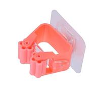 KBOLAE Plastic Mop Holder Portable Self-Adhesive Solid Color Wall Mounting Drill-Free Bracket Household Toilet Broom Rack Orange