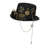 KBOLAE Steampunk Top Hat Gothic Retro Head Gear Costume Rave,Black 58-59cm | Felt and metal material black unisex 1 hat retro gears and glasses decoration for Halloween masquerade rave
