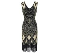 KBOPLEMQ 20s Costume Women's Charleston Dress 1920s V Neck Sequin Dresses Great Gatsby Evening Dresses Flapper Dress Mesh Cocktail Dress Vintage Party Dress Fancy Dress Costume, O Dark Grey, S