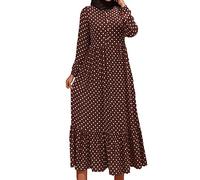 KBOPLEMQ Abayas for Women, Muslim Dubai Dress, Plain, Muslim Long Robe, Middle East, Dubai, Arab, Islamic Ramadan Summer Dress, Prayer Clothing, Abaya for Women, brown, M