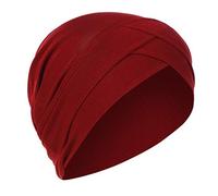 KBOPLEMQ Beanie Hat Turban Women's Plain Sleep Hat Turban Cap Hat Headscarf for Hair Loss Hair Loss Muslim Indian Turban Hats Headwear Woman Beanie Turban Cotton Sleep Hat, O wine, One Size Fits All