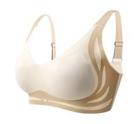 KBOPLEMQ Classic Sports Bras Women's Sexy Push Up Bra with Adjustable Bustier Without Underwire Training Bra Padded Bra Seamless Bustier Comfort Seamless Bra Set Padded Sleep Bra Sports Bra, beige, M