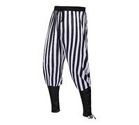 KBOPLEMQ Clown Hippie Trousers Men's Striped Steampunk Harem Trousers Men's Goa Trousers Long Men's Harem Trousers Baggy Pump Trousers Men with Pockets Elastic Waistband, black, L