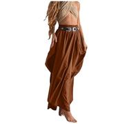 KBOPLEMQ Harem Pants Yoga Women's Palazzo Beach Wear Wide Leg Hippie Bohemian Aladdin Genie Boho Trousers Lightweight Casual Trousers Elastic High Waist Casual Trousers with Pockets Drawstring Baggy