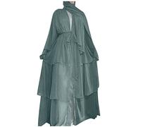 KBOPLEMQ Islamic Dress Women's Muslim Prayer Dress for Women Abaya Dress Islamic Middle East Dubai Turkey Maxi Abaya Kaftan with Full Length Dress, Mint green, M