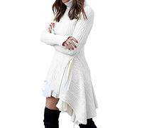 KBOPLEMQ Knitted Dress Women's Winter Elegant Knitted Jumper Dress Warm Turtleneck Pullover Casual Knitted Dresses Mini Dress Knitted Casual Chic Knitted Dresses Warm Jumper Dress Sweater, White, XL