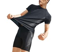 KBOPLEMQ Men's Diving Suit Swimming Suit Sun Protection Quick Drying Surf Suit Set Long Sleeve Swimsuit for Men Two Piece Rash Guard UV Swimming Shirt Swimsuit with Boyshort Pants, black, XL