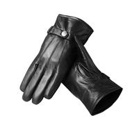 KBOPLEMQ Men's Winter Leather Gloves Genuine Leather Warm Motorcycle Gloves Cashmere Lined Touchscreen Texting Gloves for Driving Warm Wool Lining Female Leather Gloves