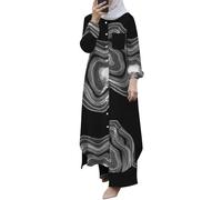 KBOPLEMQ Muslim Dress for Women Muslim Robe with Trousers Maxi Dress Islamic Middle East Dubai Turkey Arabic for Ramadan Women's Long Sleeve Muslim Robe Prayer Abaya Dress, N dark grey, S