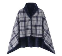 KBOPLEMQ Poncho Winter Warm Cape Women's Blanket Flannel Fleece Cape Windproof Knitted Coat Oversized Winter Blanket Cardigan Soft Thick Open Front Checked Scarf Office Home for Women Girls, O Grey, L