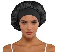 KBOPLEMQ Silk Bonnet Women's Satin Hair Cap Night Sleep Cap with Elastic Band Sleep Cap Hair Protect Satin Hood for Sleeping Hair Net Lightweight Breathable Bonnet Sleep Cap, O Black, One size
