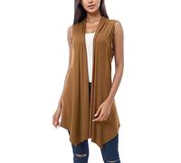 KBOPLEMQ Summer Jacket Women's Sleeveless Long Cardigan Draped Cardigan Medium Length Simple Blazer Vest Lightweight Summer Jacket Front Open Vest Jacket for Spring Summer Women Sleeveless Women's