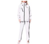 KBOPLEMQ Waterproof Jacket/Trouser Suit Women's Rain Suit Zip Rain Jacket Rain Trousers Windproof Jacket Outdoor Mountaineering Climbing Sports Set Waterproof Suit Outdoor Raincoat, O White, L