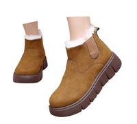 KBOPLEMQ Winter Shoes Women's Lined Warm Waterproof Winter Boots Fluffy Fleece Lining Warm Boots Snow Boots with Non-Slip Sole Comfortable Soft Lined Short Boots Winter Boots, O Brown, 5 UK