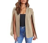 KBOPLEMQ Women's Casual Plain Blazer Elegant Cape Split Sleeve Lightweight Office Business Jacket Outwear Work Wear Plain Cape Sleeve Open Front Blazer Formal Slim Fit Coat, O khaki., XL