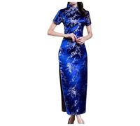 KBOPLEMQ Women's Dress Chinese Sheath Dresses Traditional Women Elegant Cheongsam Collar Sexy Mini Chinese Dress Cheongsam Short Sleeve Qipao Brocade Long Dress Evening Dresses Party Dresses, P Dark
