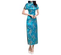 KBOPLEMQ Women's Dress Chinese Sheath Dresses Traditional Women Elegant Cheongsam Collar Sexy Mini Chinese Dress Cheongsam Short Sleeve Qipao Brocade Long Dress Evening Dresses Party Dresses, O Sky