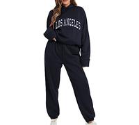 KBOPLEMQ Women's Jogging Suit, Los Angeles Print Sports Suit, Tracksuit, Women's 2-Piece Leisure Suit, Long Sleeve Tops, Sportswear Set, Sports Suit, Sweatshirt + Jogging Bottoms, Sportswear