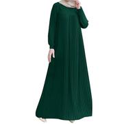 KBOPLEMQ Women's Muslim Maxi Prayer Dress, One-Piece Islamic Abaya Hijab Dress, Long Sleeve Plain Loose Jilbabs, Dubai, Turkey, Arabic Middle East Kaftans, Casual Muslim Maxi Dress, O Green, L