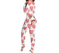 KBOPLEMQ Women's Pyjamas Onesie Jumpsuit with Butt Flap Long Sleeve Bodycon Bodysuit Romper Jumpsuit Sleepwear Jumpsuit One-Piece Bodysuit Long Sleeve Jumpsuit Sleepwear Onesie Bodysuit for Adults, P