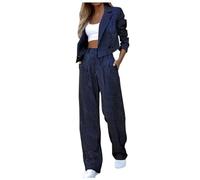 KBOPLEMQ Women's Two-Piece Suit Set Lapel Business Office Casual Striped Print Blazer Jack Coat Long Sleeve Suit Jacket Straight Trousers Trouser Suit Slim Fit Trousers 2 Pieces Sporty Leisure Suit, O