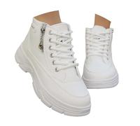 KBOPLEMQ Women's Winter Shoes Warm Lined Snow Boots Autumn Outdoor Winter Boots Sneaker Non-Slip Ankle Boots Short Shaft Boots Winter Snow Boots Trekking Shoes Thick Sole Shoes, O White, 5 UK