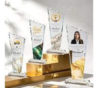KBPTM Personalised Crystal Trophy Award - Custom Awards and Trophies with Text, Logo, Photo - Employee Recognition Gifts for Boss, Teacher, Office Appreciation (Rectangular Trophy)