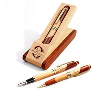 KBPTM Personalised Engraved Wooden Ballpoint Pen Gift Set, Custom Folding Storage Box with Customised Black Gel or Fountain Pen for Business Teacher Graduate，Two-Tone