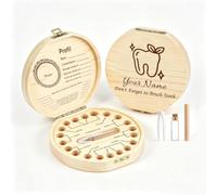 KBPTM Personalised Tooth Fairy Box Custom Baby Keepsake Memory Box Wooden and Acrylic Organiser Case Name Gift