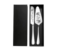 KBPTM Personalised Wedding Cake Knife and Server Set - Custom Cake Cutting Set with Engraved Names & Date, Cake Knife and Slice for Bride and Groom Anniversary Housewarming Gift (Black)