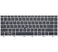 KBRPARTS Replacement Backlit Keyboard for HP EliteBook 840 G5/G6 & 745 G5/G6 Laptops, US Layout with Pointer, Silver Frame, L11307-001/L14378-001