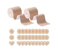 KBRPEY 2 Roll Boob Tape Bob Tape with 30 Pcs Nipple Covers Boobtapes for Large Breasts Self-Adhesive Strapless Breast Lift Tape Tit Bra Stick on Bra For A to E Cup Size