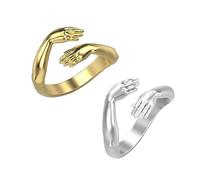 KBRPEY 925 Sterling Silver Hug Ring for Women I Love You Forever Mother Gift Sister Gifts Hugging Hands Open Ring Adjustable Couple Hug Rings Knot Finger Ring Friendship Jewelry Gift
