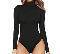 KBRPEY Bodysuit for Women Long Sleeve Black Body Suits Mock Turtle Neck Bodycon Ladies Basic Stretch Slim Fit Leotard Jumpsuits Casual Tops