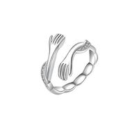 KBRPEY Elegant Embrace Adjustable Wrap Ring Crystal Accent Open Hand Statement Ring Jewelry