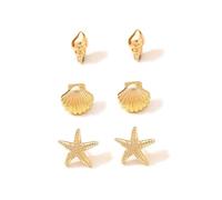 KBRPEY Elegant Women's Earrings Set Golden Shell Starfish and Snail Stud Earrings Stylish Earrings for Women and Girls