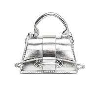 KBRPEY Mini Purses for Women Metallic PU Leather Single Strap Shoulder Bags Waterproof Top Handle Mini Square Bag Crossbody Handbags (Silver)
