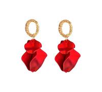 KBRPEY Oval Textured Hoop Petal Drop Earrings Statement Dangle Jewelry Elegant Women Accessories Trendy Decorative Ornaments