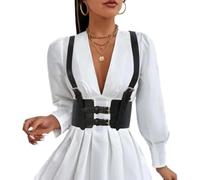 KBRPEY Punk Leather Corset Waist Belt for Women and Girls Harness Belt Adjustable Elastic Underbust Corset Goth Body Vest Belt Cosplay Party Rave Halloween Costume