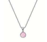 KBRPEY Round Rose Quartz Pendant Necklace Silver Venetian Chain Women's Jewellery Gemstone Chain