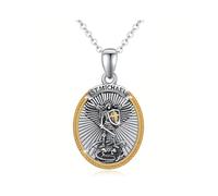 KBRPEY Saint Michael Necklace for Men & Women, Sterling Silver Alloy Pendant, Christian Amulet, Retro Style, Adults, Christians, Gift Recipients