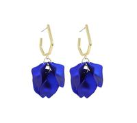 KBRPEY Women's Boho Flower Dangle Rose Petals Statement Vintage Exaggerated Flower Earrings - Dainty Jewellery Gifts (Blue)