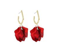 KBRPEY Women's Boho Flower Dangle Rose Petals Statement Vintage Exaggerated Flower Earrings - Dainty Jewellery Gifts(Red)
