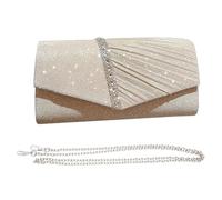 KBRPEY Women's Clutch Elegant Glitter Evening Bag with Chain Bridal Bag Envelope Bags Made of Rhinestone Shoulder Bags for Wedding Party Leisure Date Wedding Party Banquet Holiday, beige