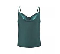 KBRPEY Womens Sexy Camisole Summer Tank Tops for Women Sexy V Neck Pleated Spaghetti Strap Camisole Satin Tank Top Sleeveless Cami Vest Tops (Dark Green L)