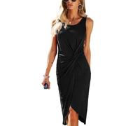 KBRPEY Women's Sexy Dress Black Summer Dress Sexy Wrap Dress Clubwear Mid-Long Bodycon Dresses Fashion Irregular Dress(Black L)
