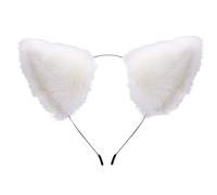 KBSICWO Faux Fur Fox Cat Ears Headband, Realistic White Fluffy Cat Ear Headband, Cute Fox Cats Ears Hair Hoop for Adult Cosplay Halloween Costume Parties
