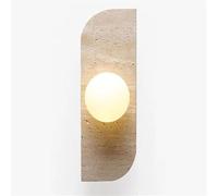 KBUUKYYXouy 3 Lights Wall Sconce Boho Vanity Light, Yellow Travertine Lamp Body for Kitchen G9 Glass Ball Lamp Wall Lighting Fixture Over Mirror for Bathroom Rustic Room Decor Artwork Light